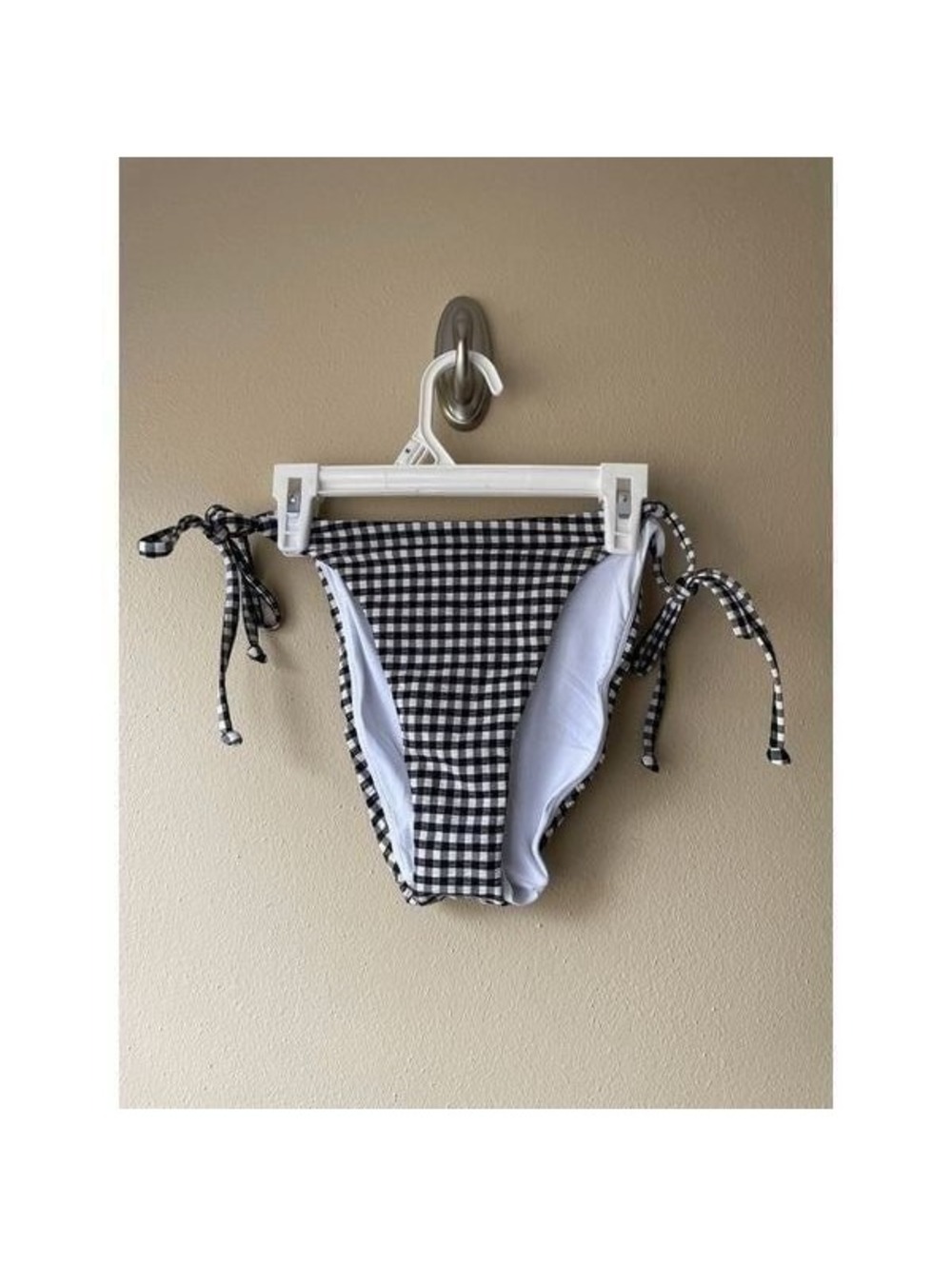 Andie the String Bikini Bottom in Black and White Checker Women's Size Medium
